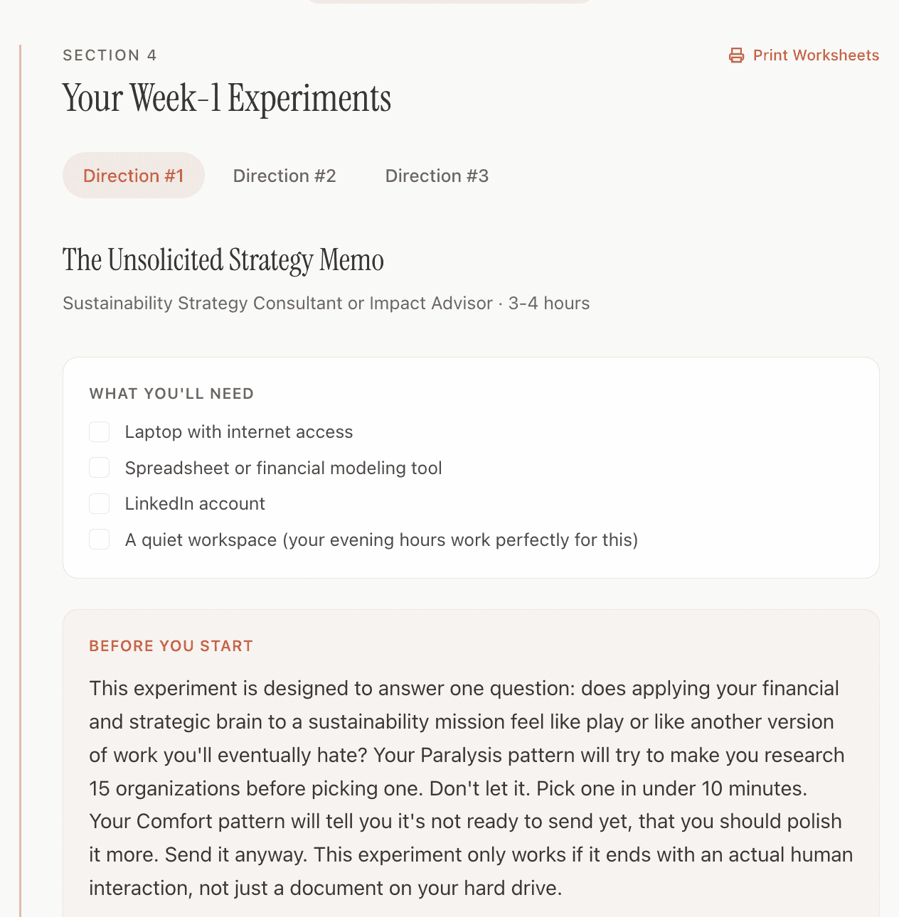 Week-1 experiment worksheets for all paths