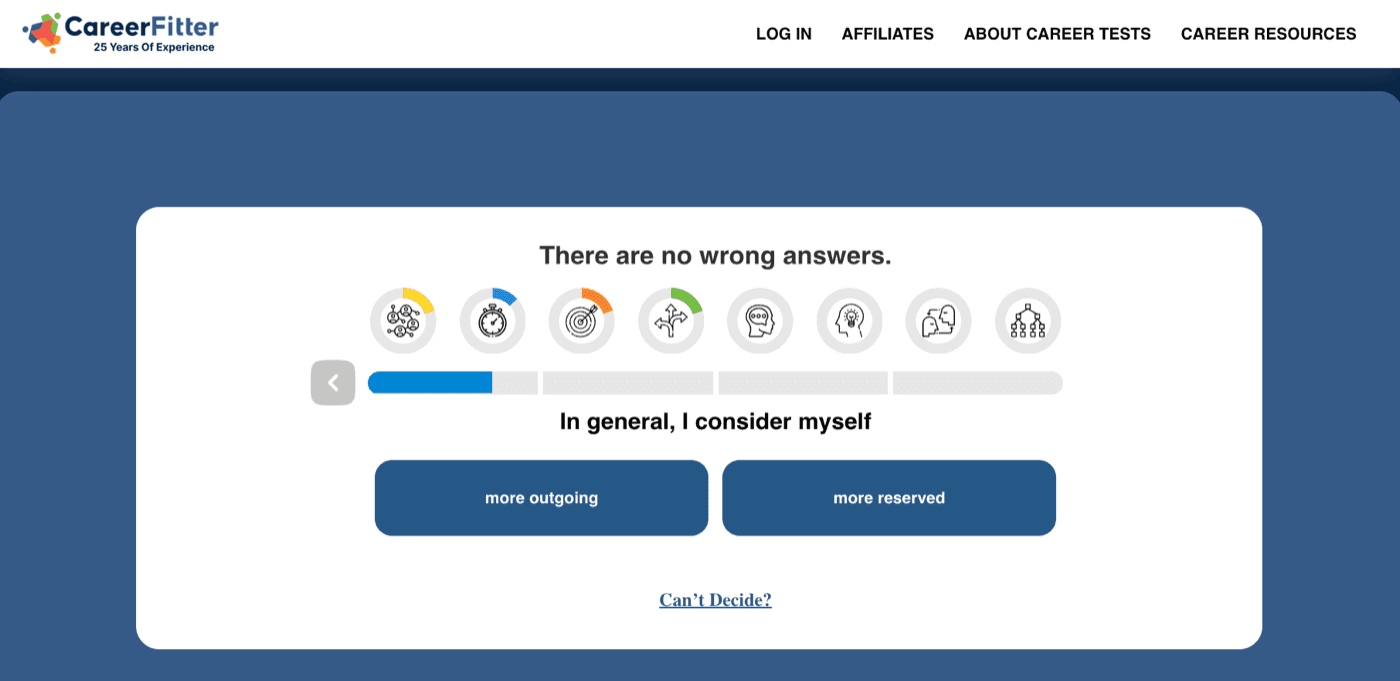 CareerFitter question: 'In general, I consider myself - more outgoing / more reserved'