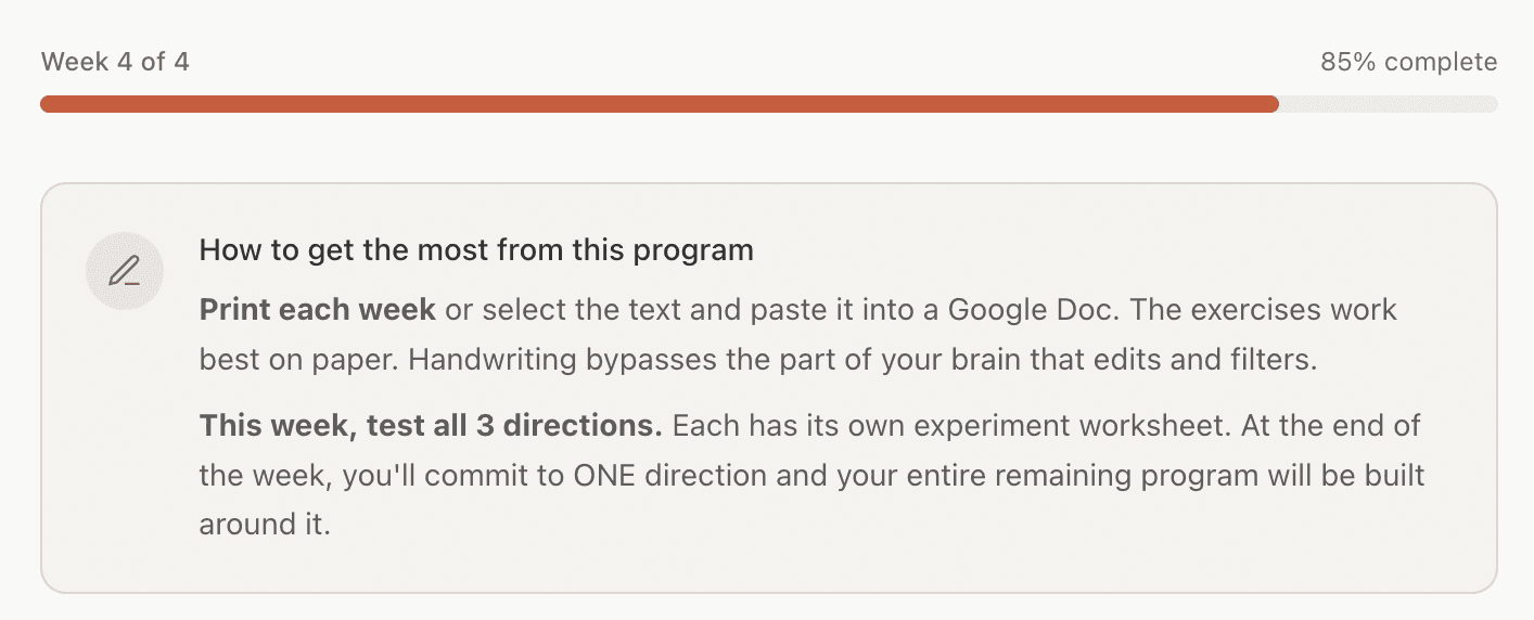 4-Week program with progress tracking